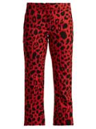 Matchesfashion.com Koch - Leopard Print Cropped Trousers - Womens - Red Print