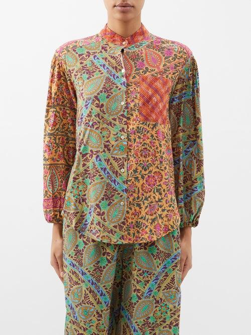 Boteh - Es Canar Paisley-print Cotton-blend Blouse - Womens - Multi