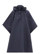 Matchesfashion.com Kassl Editions - Hooded Cotton-blend Gabardine Cape Coat - Womens - Navy