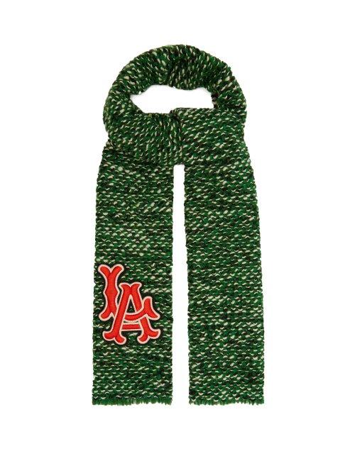 Matchesfashion.com Gucci - La Angels Appliqud Tweed Scarf - Womens - Green