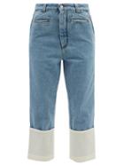 Loewe - Fisherman Turn-up Cropped-leg Jeans - Womens - Light Denim