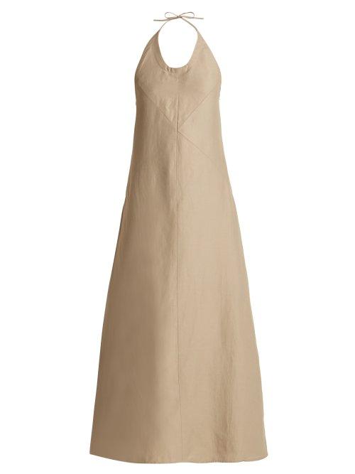 Matchesfashion.com Raey - Backless Seam Detail Halterneck Dress - Womens - Grey