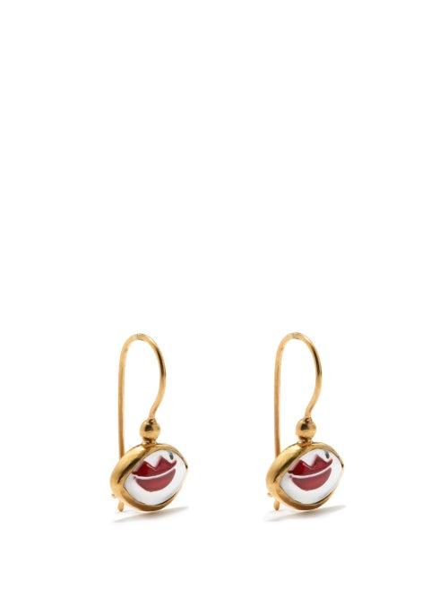 Katerina Makriyianni - Enamel, Mother-of-pearl & Gold-vermeil Earrings - Womens - Multi