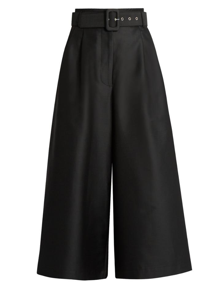 Isa Arfen Safari Cotton And Silk-blend Wide-leg Trousers