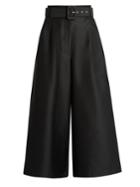 Isa Arfen Safari Cotton And Silk-blend Wide-leg Trousers