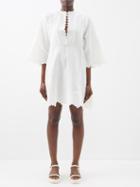 Thierry Colson - Rachel Scalloped-edge Cotton-blend Mini Dress - Womens - Off White