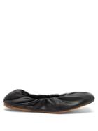 Matchesfashion.com Ganni - Gathered Nappa-leather Ballet Flats - Womens - Black