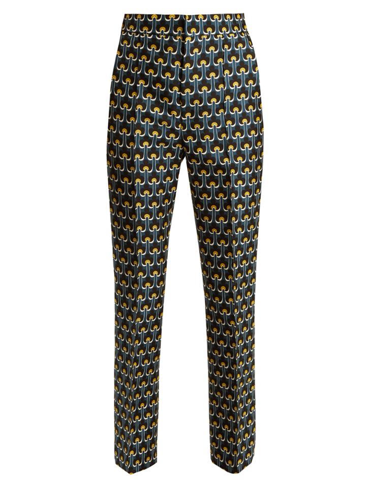 Marni Portrait-print Cotton-blend Cropped Trousers