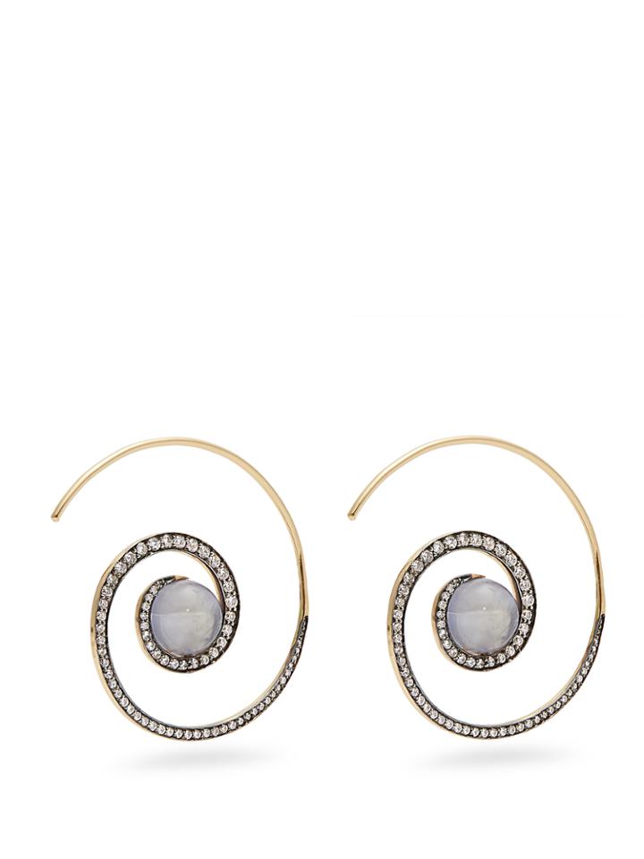 Noor Fares Diamond, Iolite & Yellow-gold Earrings