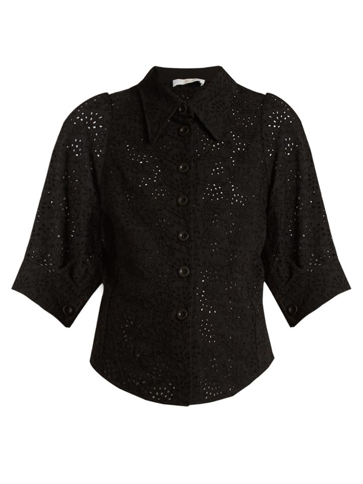 Chloé Broderie-anglaise Point-collar Shirt