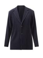 Homme Pliss Issey Miyake - Single-breasted Technical-pleated Blazer - Mens - Navy