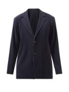 Homme Pliss Issey Miyake - Single-breasted Technical-pleated Blazer - Mens - Navy