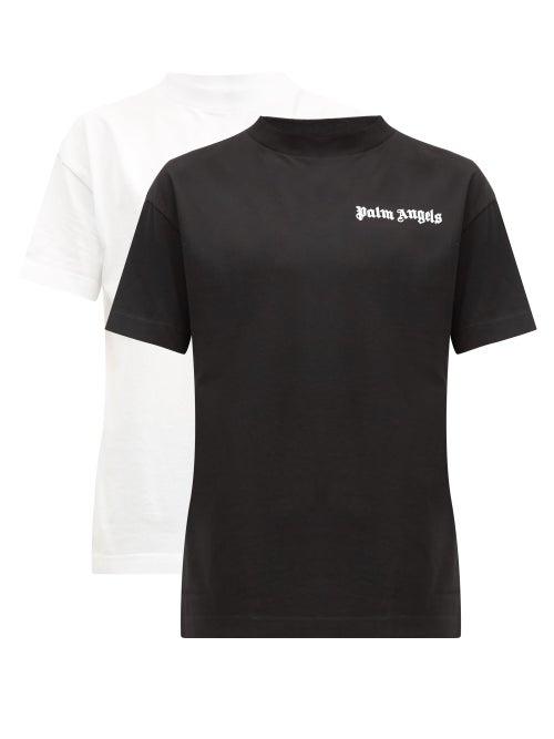Matchesfashion.com Palm Angels - Pack Of Two Logo-print Cotton T-shirts - Mens - Black White