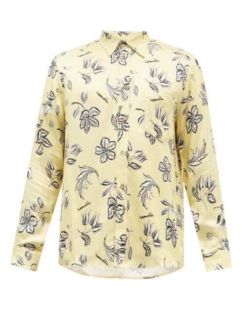 Mens Rtw Nanushka - Kaleb Floral-print Crepe Shirt - Mens - Cream Multi