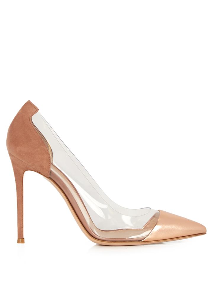 Gianvito Rossi Plexi Suede And Leather Pumps