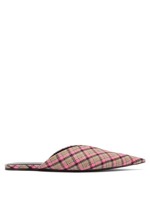 Matchesfashion.com Balenciaga - Knife Check Wool Backless Flats - Womens - Multi