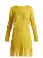 Pleats Please Issey Miyake Earthen Fringe Pleated Day Dress