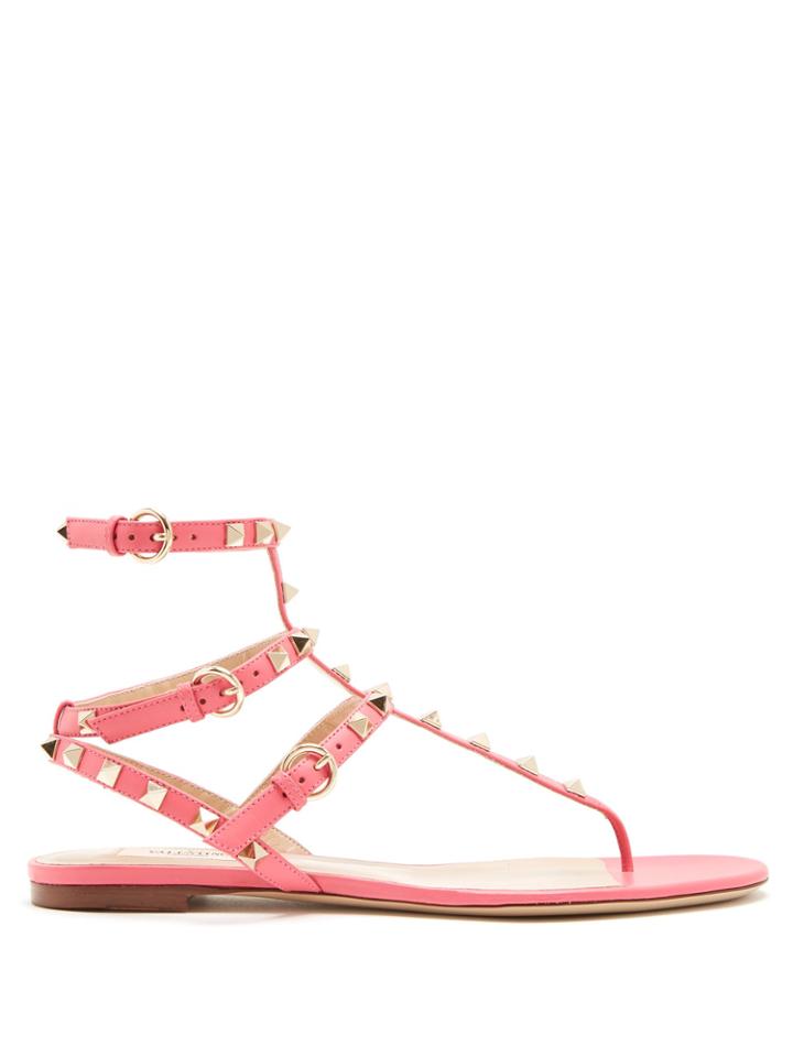 Valentino Rockstud Flat Leather Sandal
