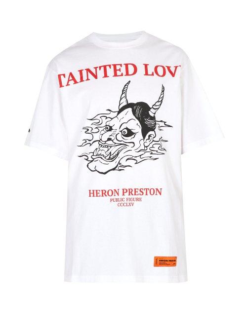 Matchesfashion.com Heron Preston - Oversized Tainted Love Print Cotton T Shirt - Mens - White