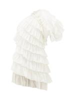 Matchesfashion.com Aje - Salt Lake One-shoulder Linen-blend Mini Dress - Womens - White