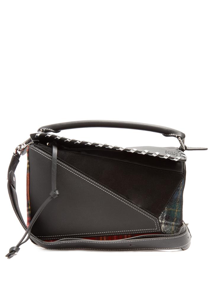 Loewe Puzzle Tartan And Leather Bag