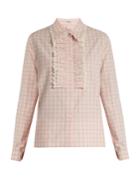 Miu Miu Jacquard-check Ruffled Cotton Shirt