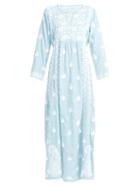 Matchesfashion.com Muzungu Sisters - Floral Embroidered Silk Dress - Womens - Light Blue