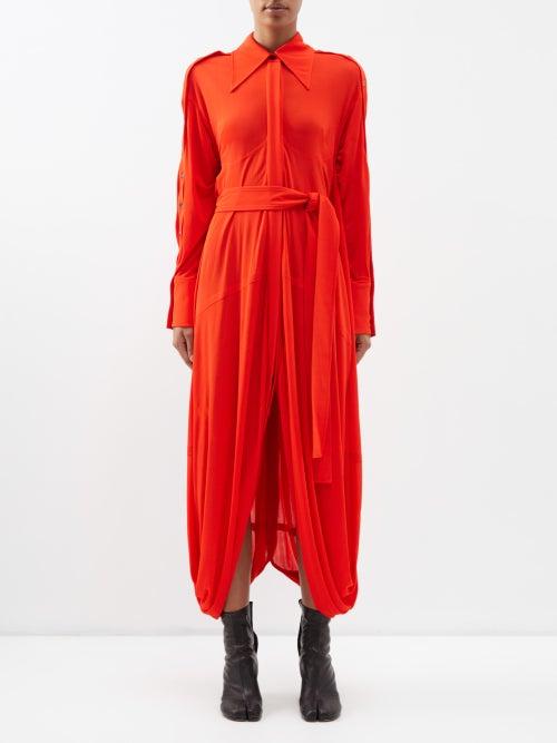 Proenza Schouler - Draped Jersey Shirt Dress - Womens - Red