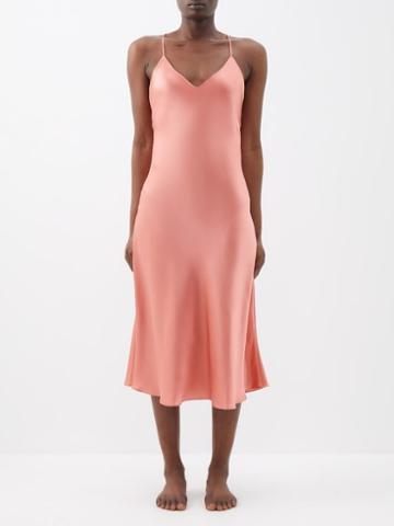 Olivia Von Halle - Mossy Silk-satin Slip Dress - Womens - Pink