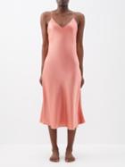 Olivia Von Halle - Mossy Silk-satin Slip Dress - Womens - Pink