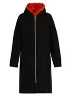 Matchesfashion.com Marques'almeida - Shearling Trim Hooded Wool Blend Coat - Mens - Black