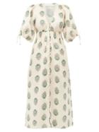 Matchesfashion.com Zimmermann - Verity Floral Print Linen Midi Dress - Womens - Cream