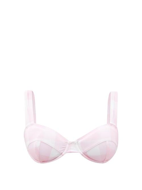 Matchesfashion.com Solid & Striped - The Lilo Underwired Gingham Bikini Top - Womens - Pink White