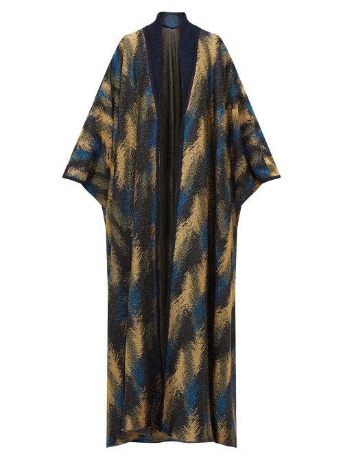 Matchesfashion.com Missoni - Metallic Jacquard Knit Cape Cardigan - Womens - Navy Gold