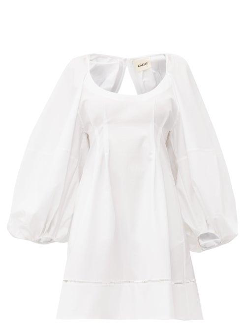 Matchesfashion.com Khaite - Madison Ladder Lace Open Back Cotton Midi Dress - Womens - White