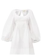 Matchesfashion.com Khaite - Madison Ladder Lace Open Back Cotton Midi Dress - Womens - White
