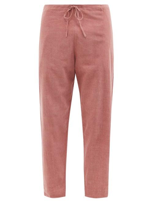 Matchesfashion.com 11.11 / Eleven Eleven - Pleated Cropped Cotton-khadi Trousers - Mens - Pink