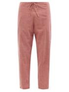 Matchesfashion.com 11.11 / Eleven Eleven - Pleated Cropped Cotton-khadi Trousers - Mens - Pink