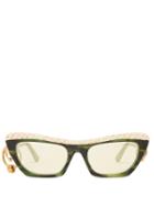 Matchesfashion.com Acne Studios - Dielle Temple Hoop Sunglasses - Womens - Yellow Multi
