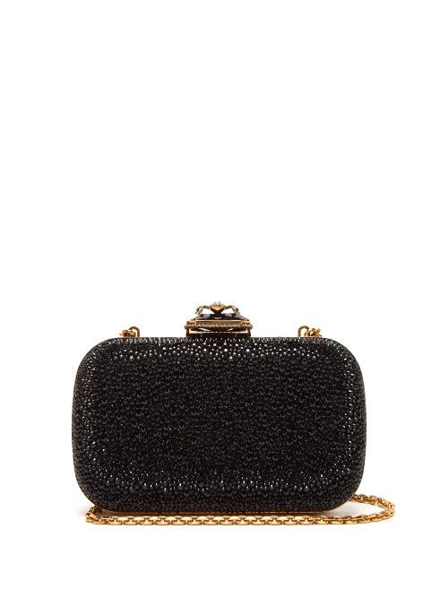 Matchesfashion.com Alexander Mcqueen - Spider Crystal Embellished Leather Clutch - Womens - Black