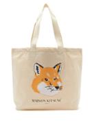 Matchesfashion.com Maison Kitsun - Fox-head Logo-print Canvas Tote Bag - Mens - Cream