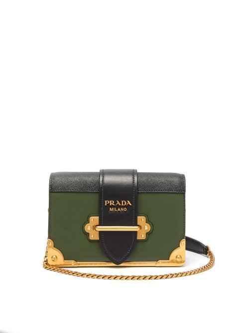 Matchesfashion.com Prada - Cahier Leather Cross Body Bag - Womens - Green Multi