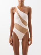 Norma Kamali - Snake Mesh Mio One-shoulder Swimsuit - Womens - Light Pink