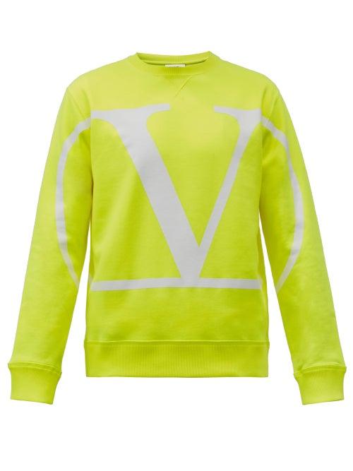 Matchesfashion.com Valentino - V-logo Cotton-blend Jersey Sweatshirt - Mens - Yellow