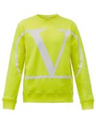 Matchesfashion.com Valentino - V-logo Cotton-blend Jersey Sweatshirt - Mens - Yellow