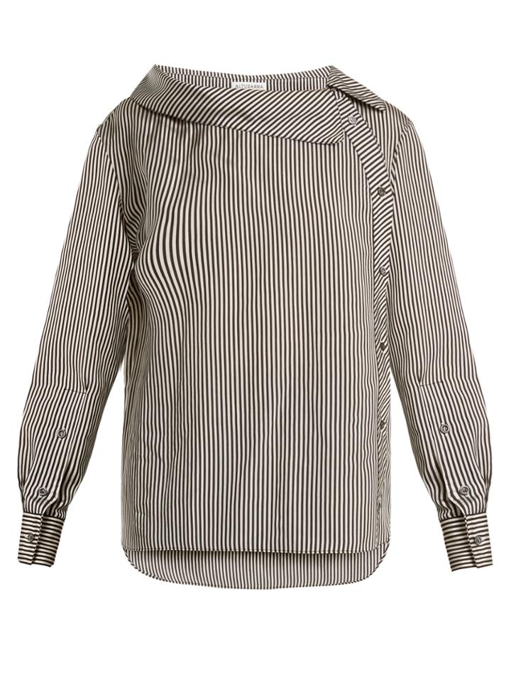 Altuzarra Eileen Asymmetric Striped Twill Blouse