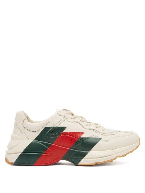 Matchesfashion.com Gucci - Rhyton Leather Low-top Trainers - Mens - White Multi