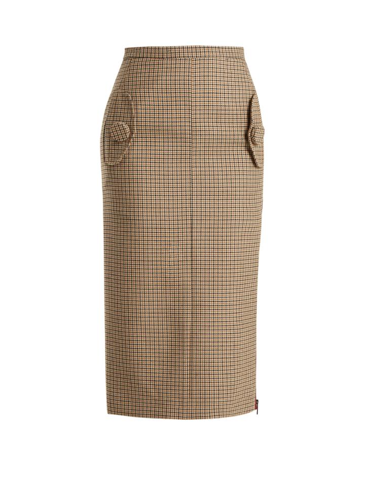 No. 21 Checked Wool Pencil Skirt
