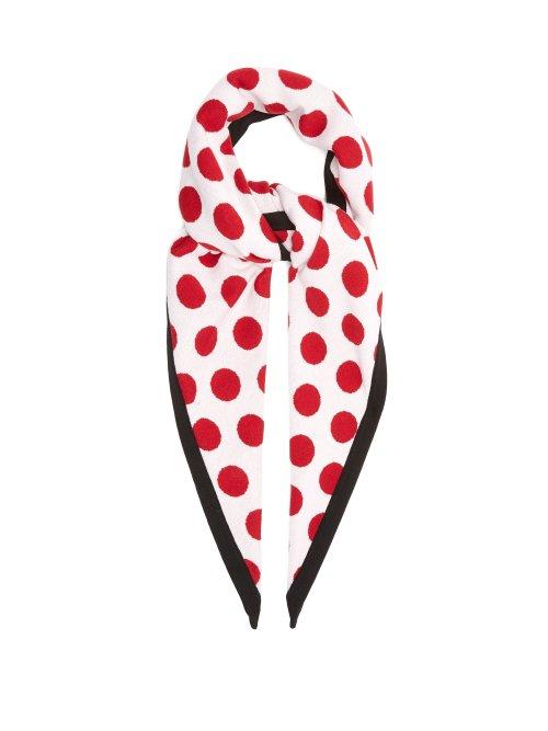 Matchesfashion.com Burberry - Polka Dot Wool Blend Scarf - Womens - White Multi