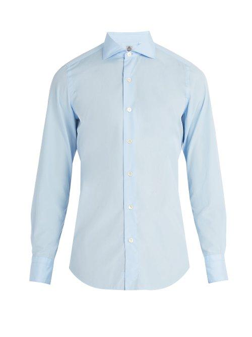 Matchesfashion.com Finamore 1925 - Seattle Cotton Poplin Shirt - Mens - Light Blue